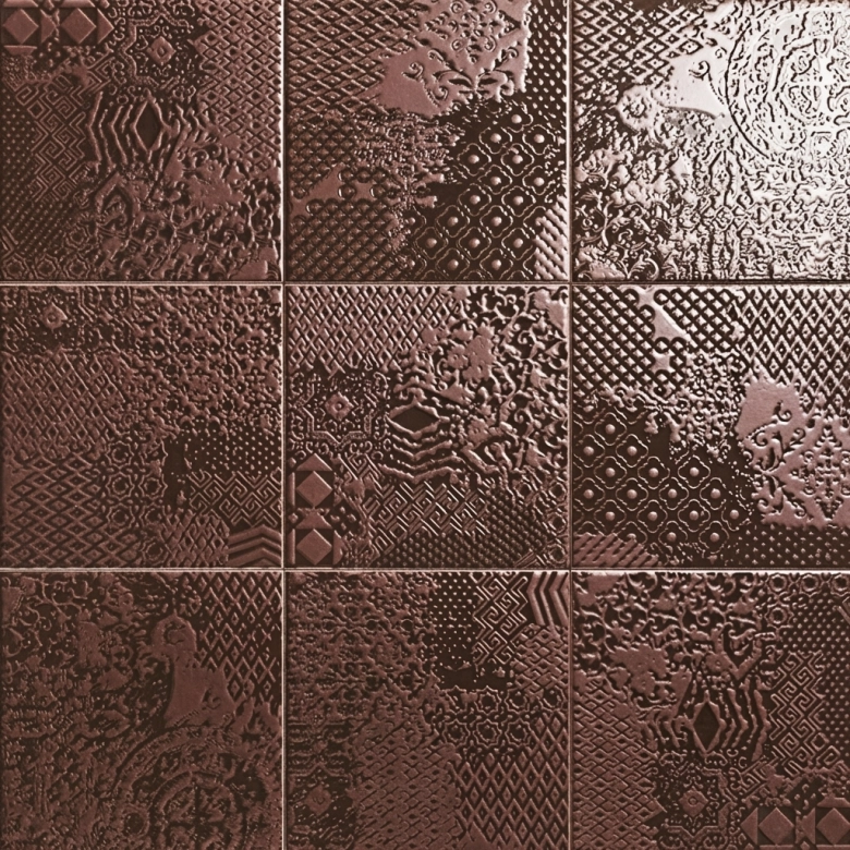 Carrelage sol et mur Shield décor cuivre 20x20 cm