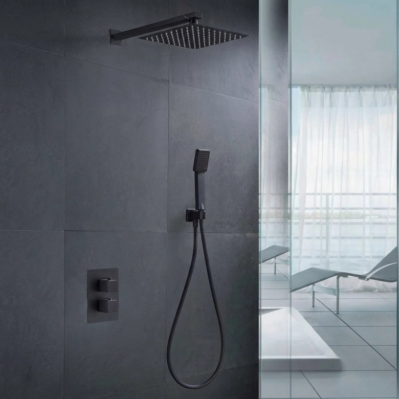 Colonne de Douche encastrée thermostatique Auger design noir