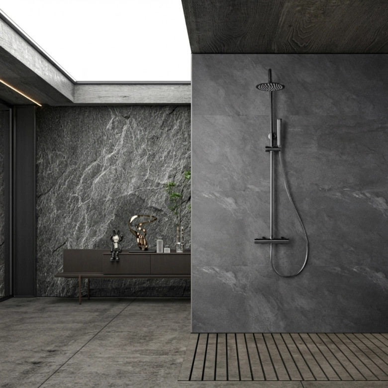 Mitigeur Douche Thermostatique Cuba Gris Anthracite