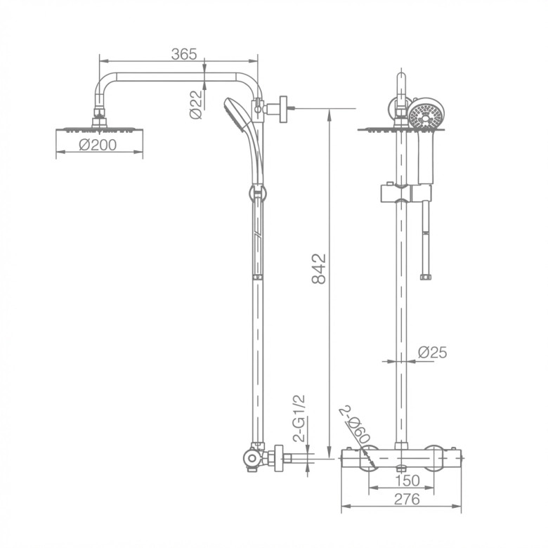 Colonne de Douche thermostatique Menton Acier