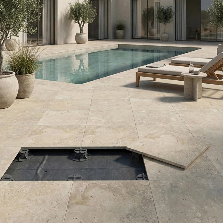 Dalle extérieur Tivertino terre 2.0 R11 100x100 cm