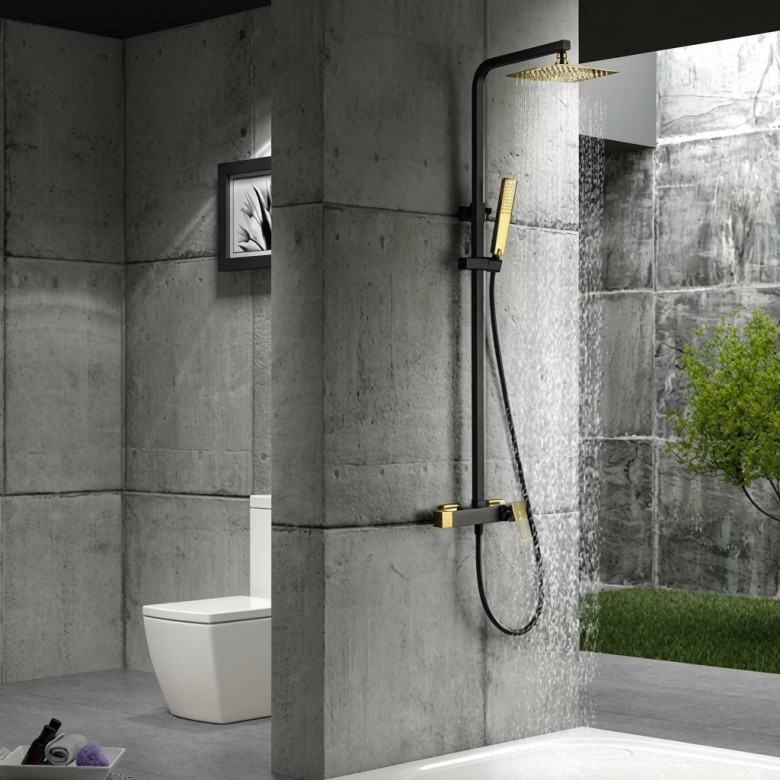 Colonne de Douche Balcaz noir mat/or