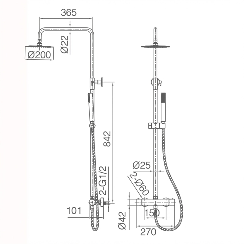 Mitigeur Douche Thermostatique Cuba Chrome