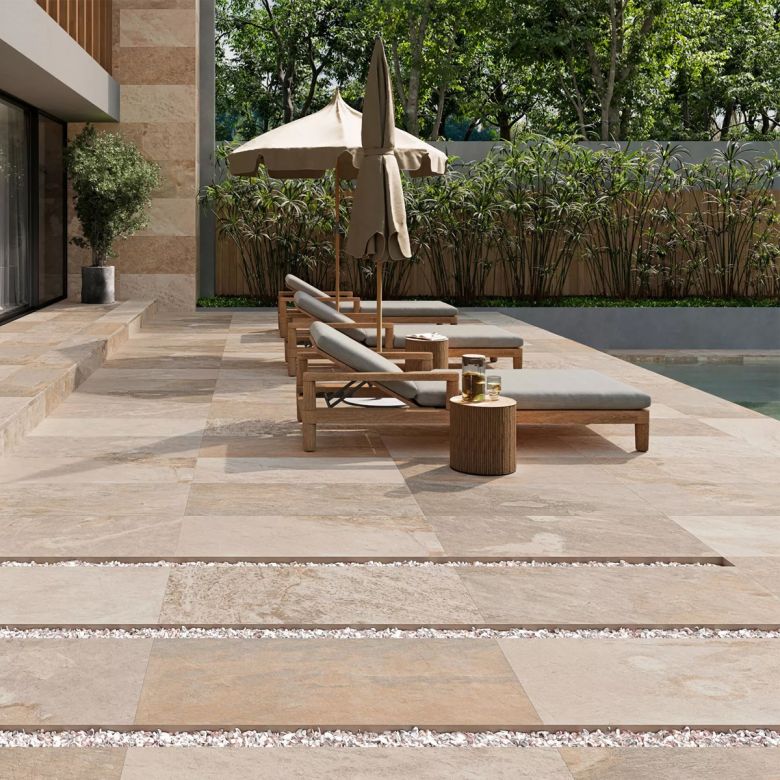 Carrelage sol extérieur Pierre de Bali Météor Mix terre R11 60x120 cm