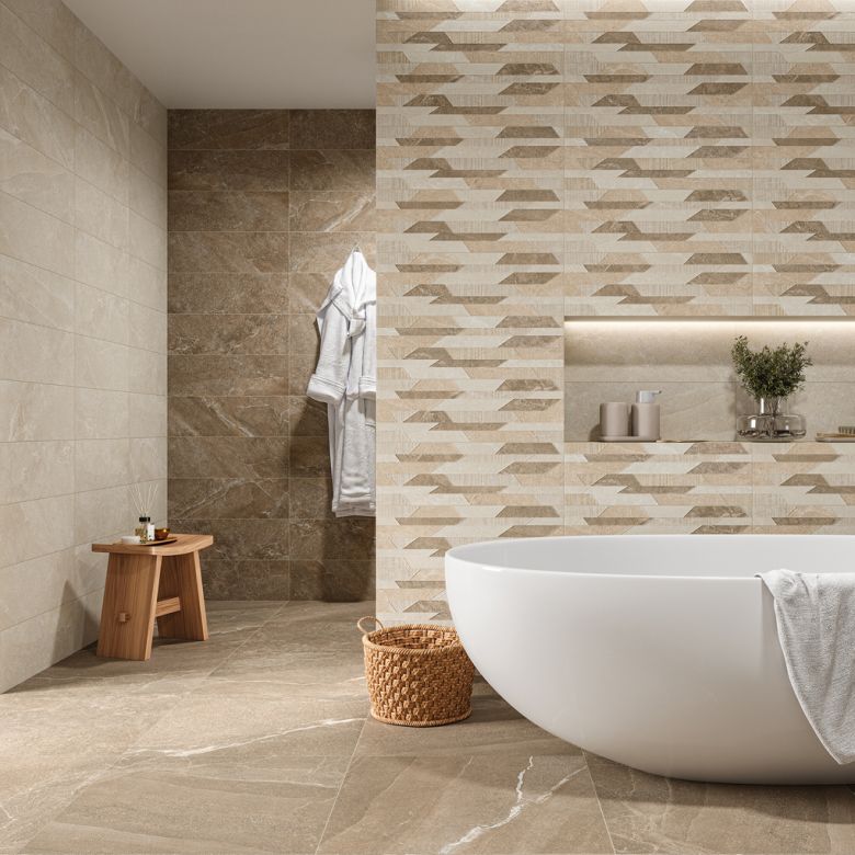 Carrelage sol effet pierre Yaiza moka60x60 cm