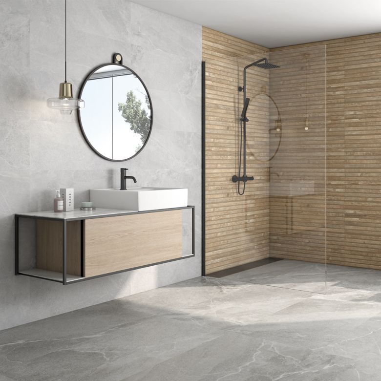 Carrelage sol effet pierre Yaiza gris 30x60 cm