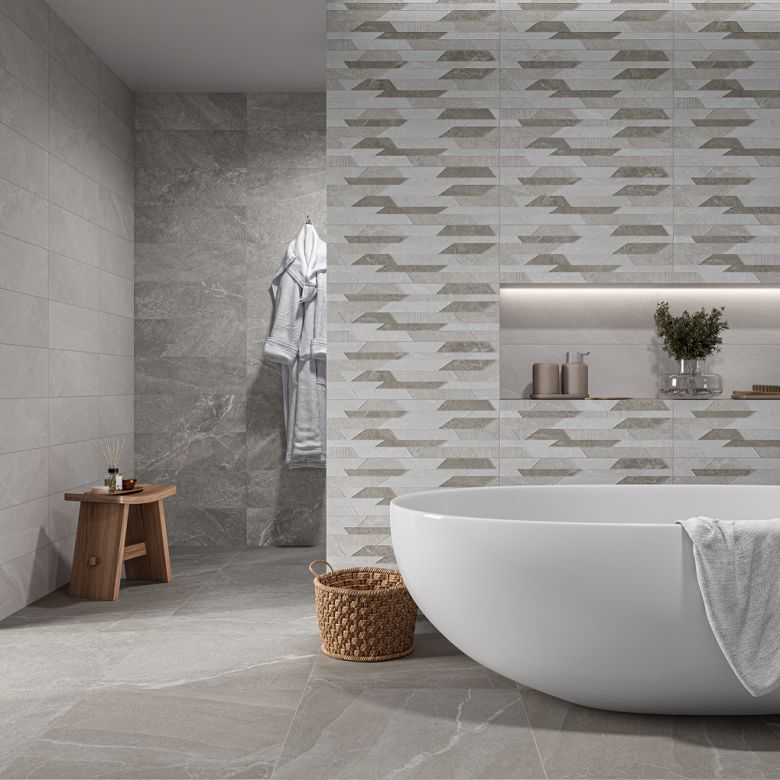 Carrelage sol effet pierre Yaiza gris 60x120 cm