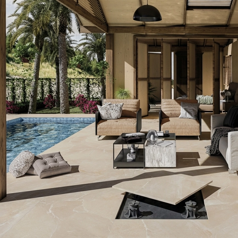 Dalle extérieur Yaiza beige 2.0 R11 60x60 cm