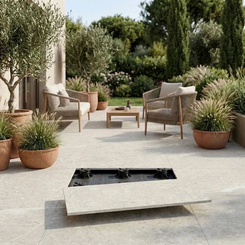 Dalle extérieur Yaiza blanc grisé 2.0 R11 60x60 cm