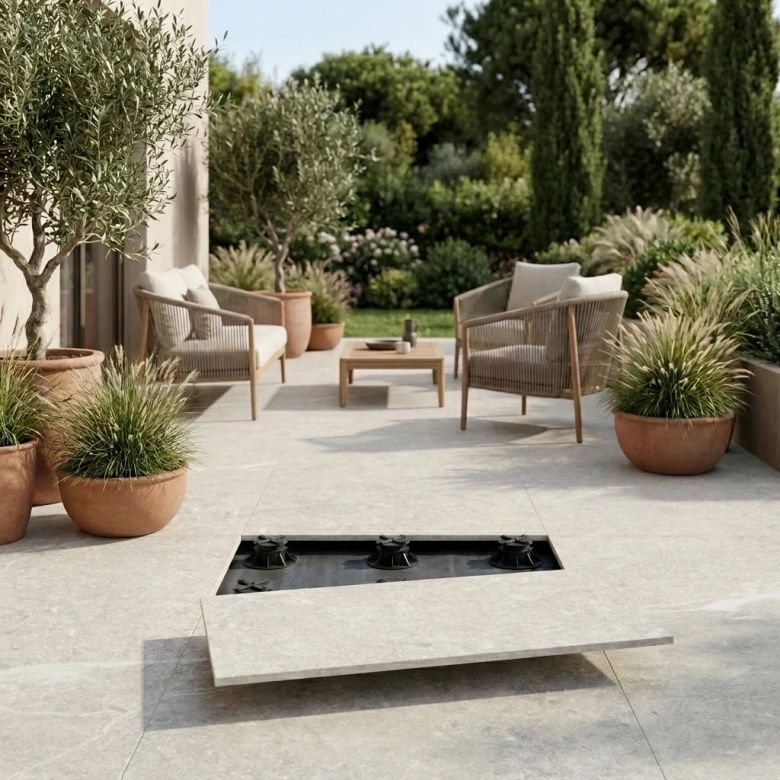 Dalle extérieur Yaiza 2.0 blanc grisé R11 100x100 cm