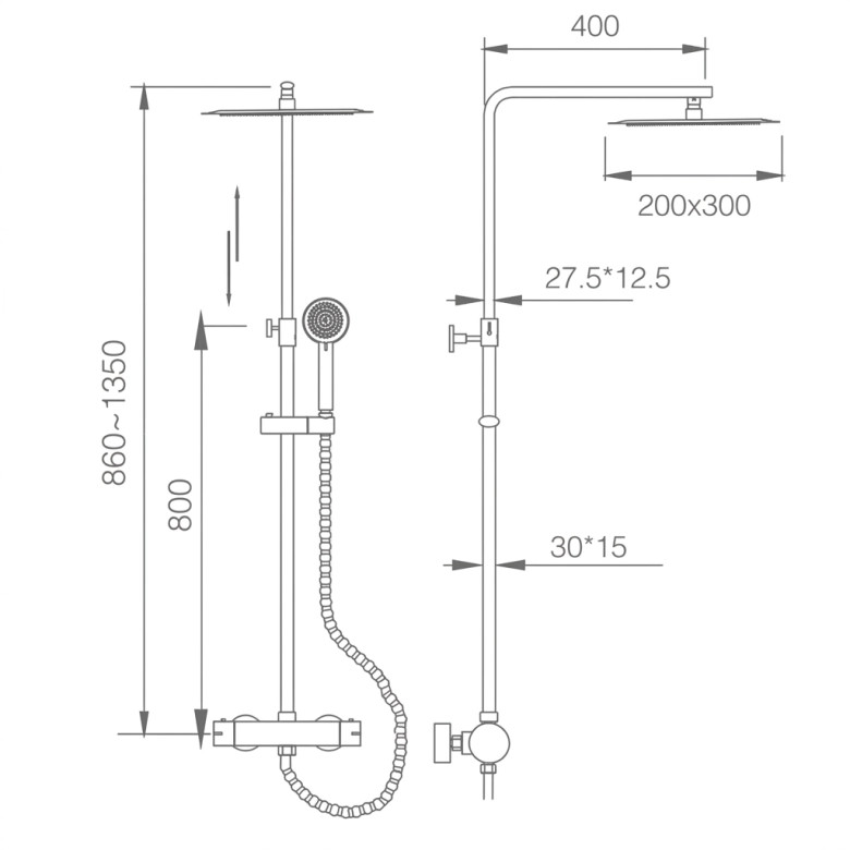 Colonne de Douche thermostatique Prague chrome