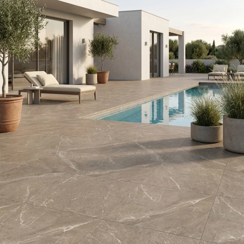 Carrelage sol extérieur effet pierre Yaiza moka R11 60x60 cm