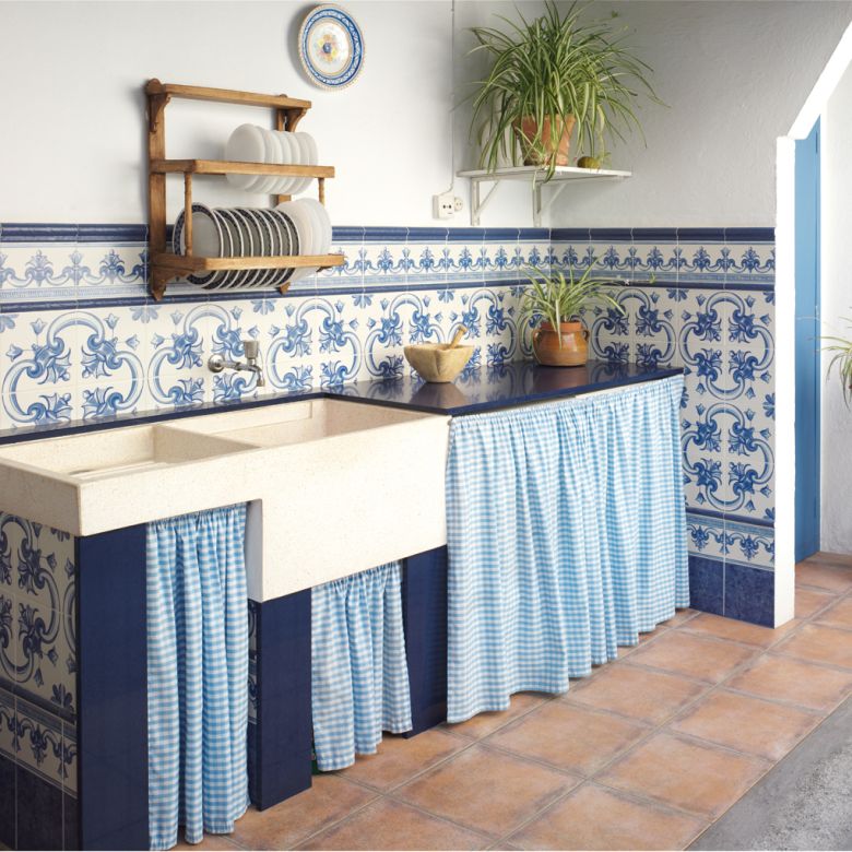 Azulejos Galan Flor Azul.2 20x20 cm