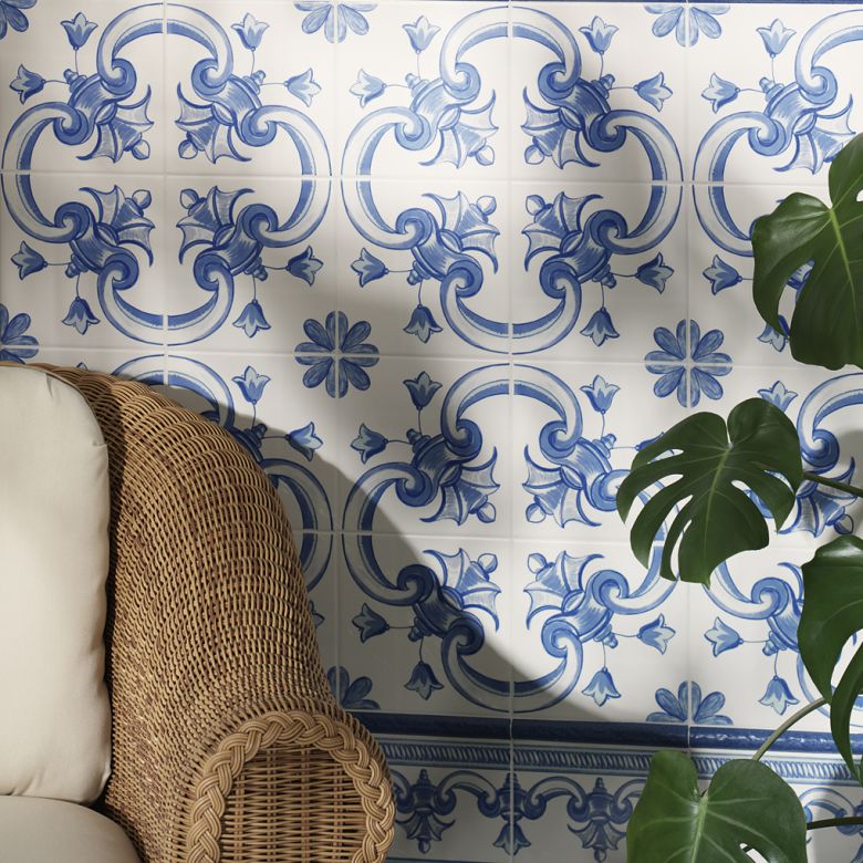 Azulejos Galan Flor Azul.2 20x20 cm