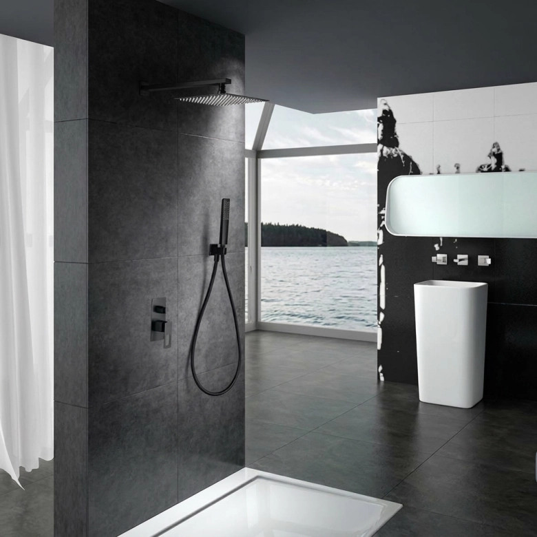 Colonne de Douche encastrée Sila design noir