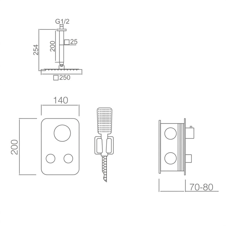 Colonne de Douche encastrée thermostatique River design noir