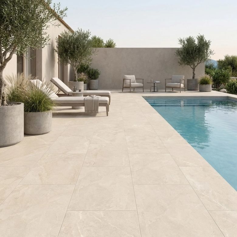 Lot de 73 m2 Carrelage sol extérieur effet pierre Noble stone beige R11 60x120 cm