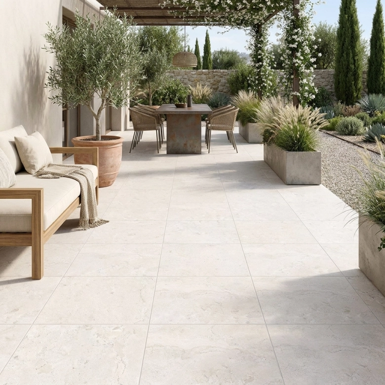 Dalle extérieur Olbia blanc grisé 2.0 R11 60*60 cm