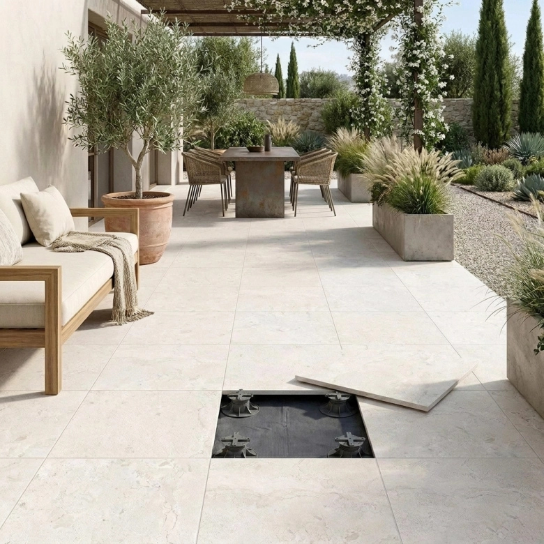 Dalle extérieur Olbia blanc grisé 2.0 R11 60*60 cm