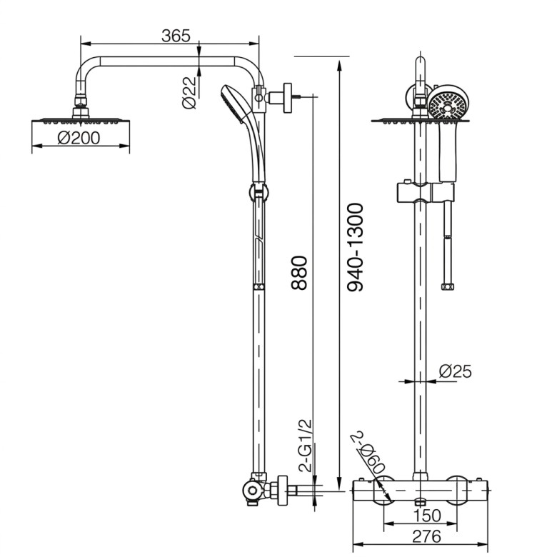 Colonne de Douche thermostatique Aire chrome