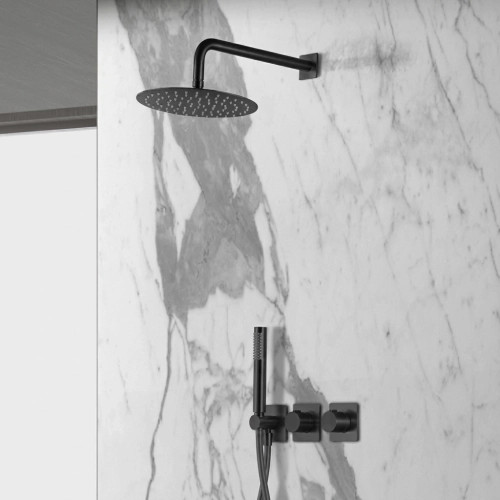 Colonne de Douche encastrée thermostatique Lhassa Noir Mat
