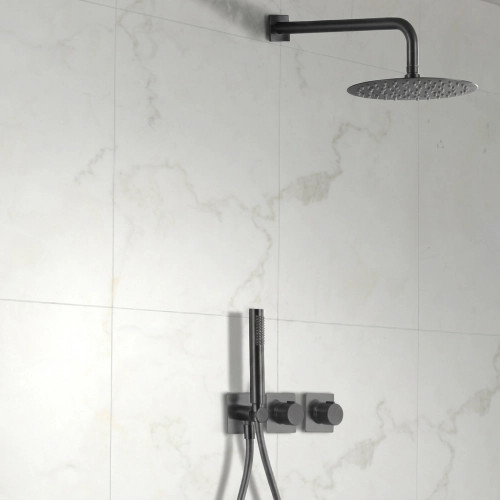 Colonne de Douche encastrée thermostatique Lhassa Gris Anthracite