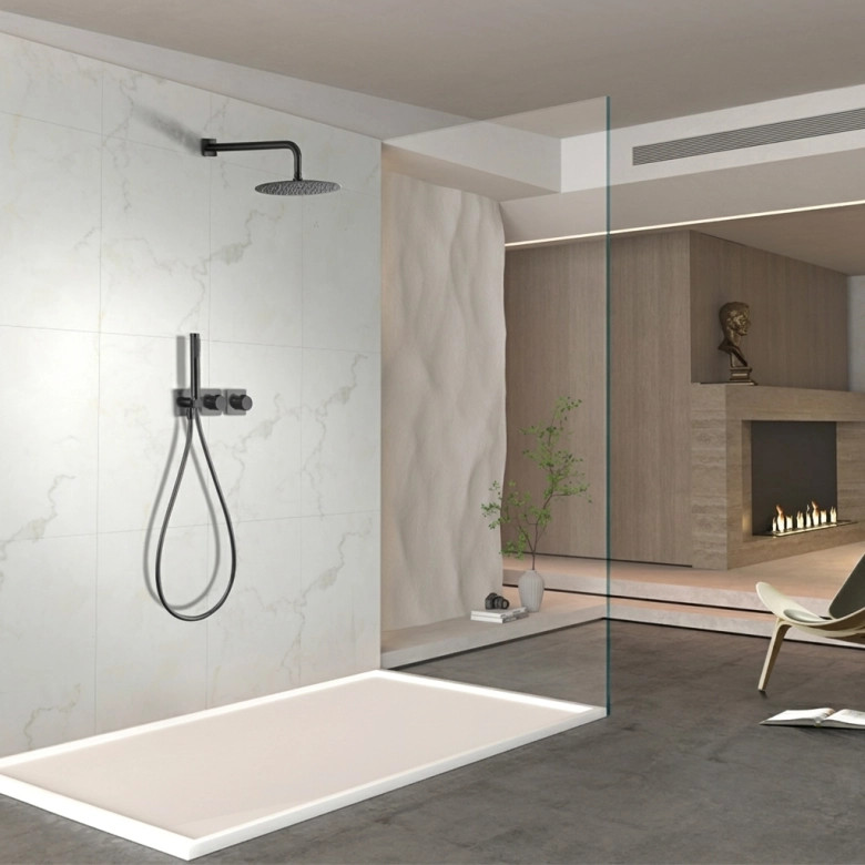 Colonne de Douche encastrée thermostatique Lhassa Gris Anthracite