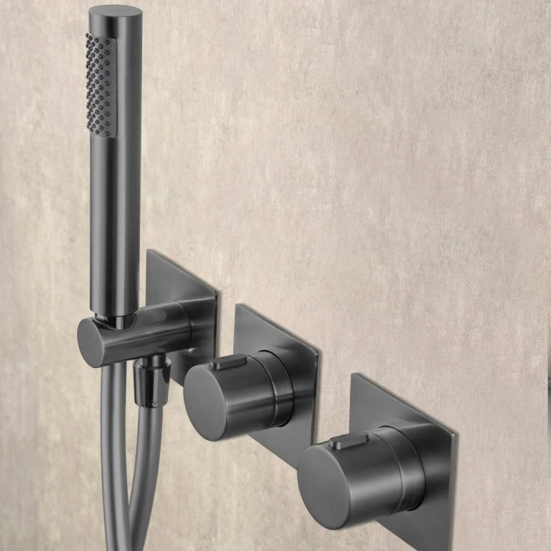 Colonne de Douche encastrée thermostatique Lhassa Gris Anthracite