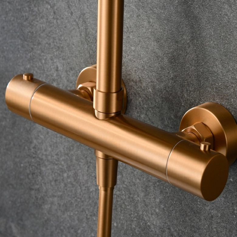 Mitigeur Douche Thermostatique Cuba Or Rose Brossé