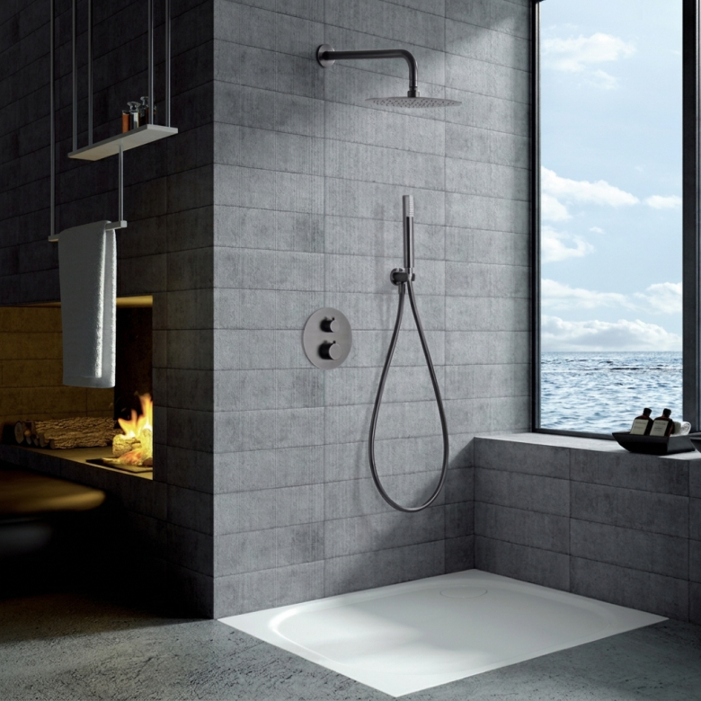 Colonne de Douche encastrée thermostatique Zena Gris Anthracite