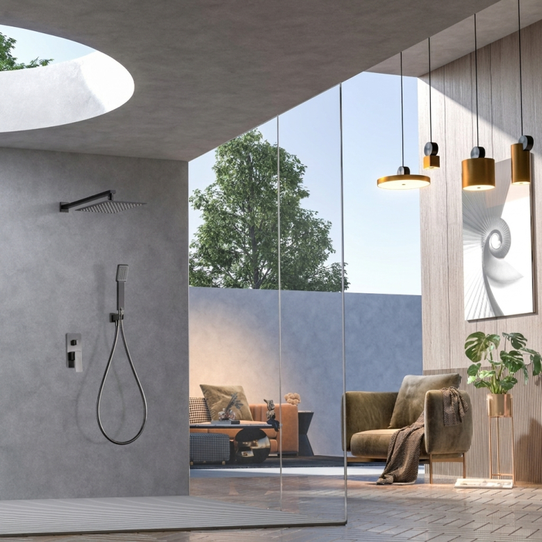 Colonne de Douche encastrée Riglione Gris Anthracite