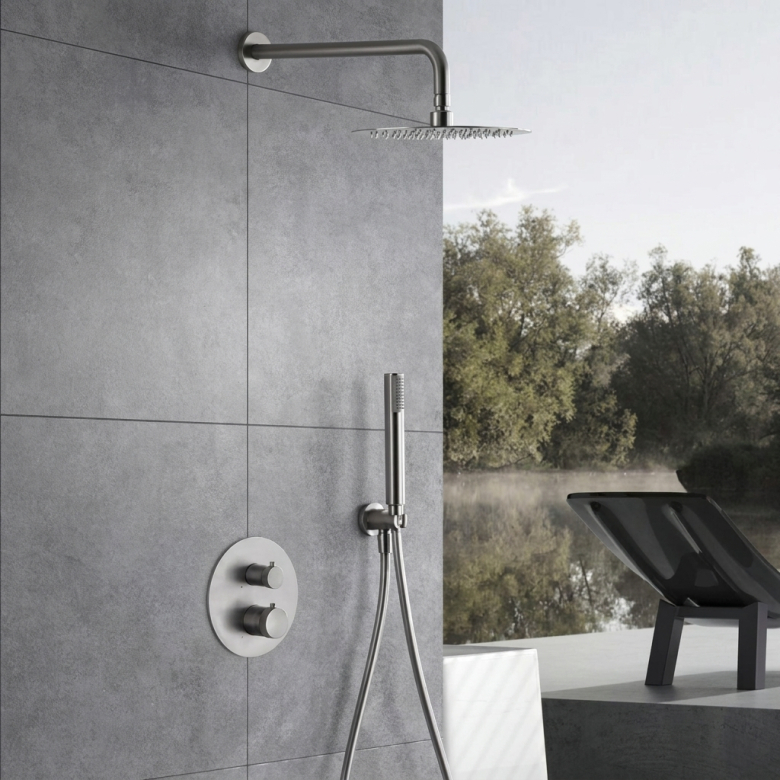 Colonne de Douche encastrée thermostatique Tokyo Nickel Brossé