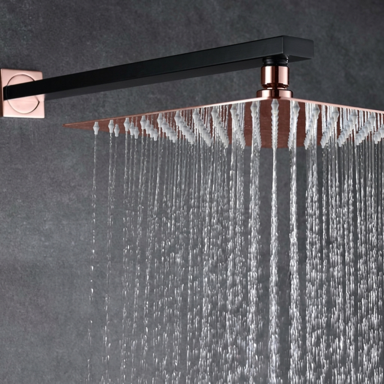 Colonne de Douche encastrée Sila design Noir/or rose