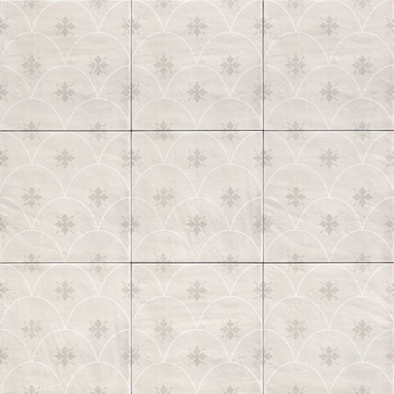 Carrelage sol effet carreaux de ciment Nola blanc 2020 cm