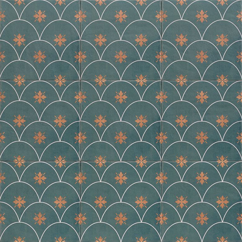 Carrelage sol effet carreaux de ciment Nola vert 2020 cm
