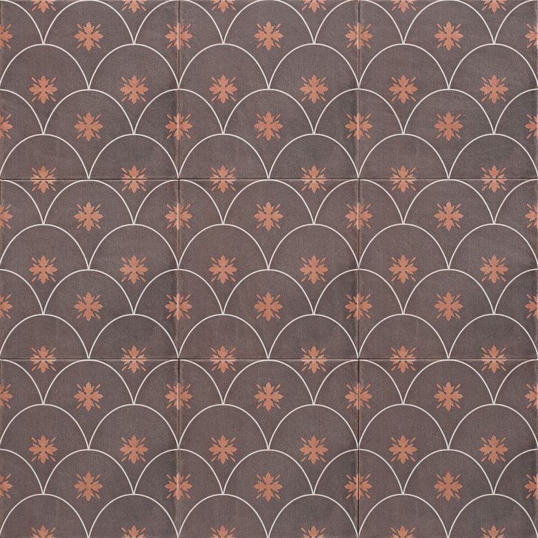 Carrelage sol effet carreaux de ciment Nola marron 2020 cm