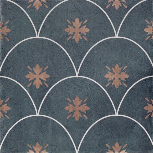 Carrelage sol effet carreaux de ciment Nola bleu nuit 2020 cm