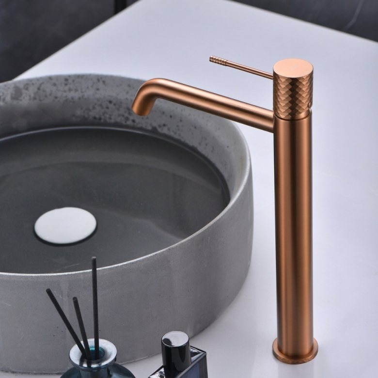 Mitigeur lavabo haut Zena Or Rose Brossé