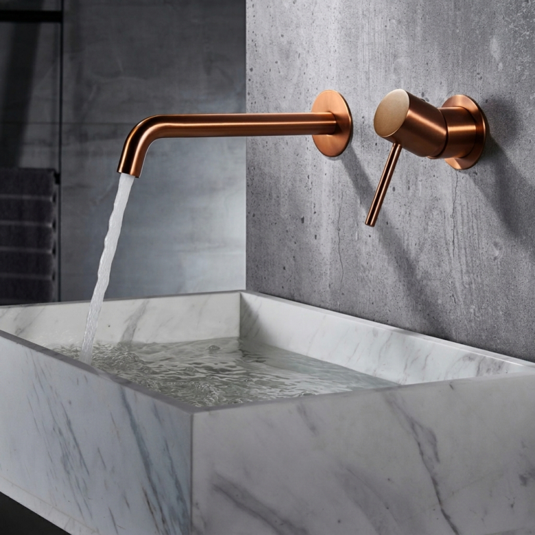 Mitigeur lavabo Encastré Milan Or Rose