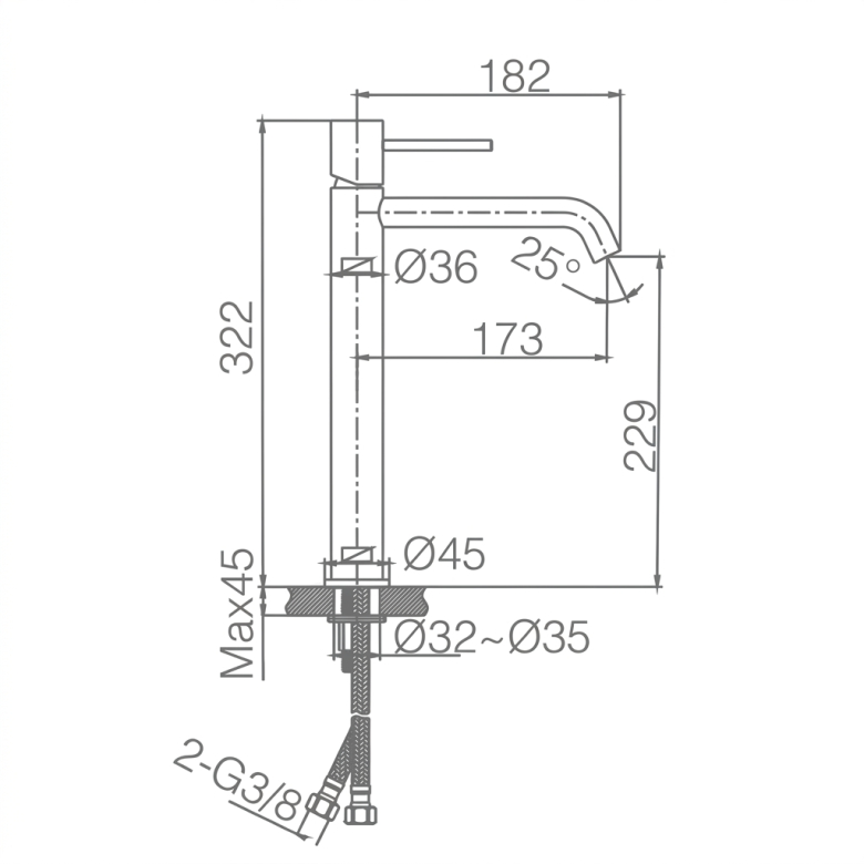 Mitigeur lavabo Milan haut Or