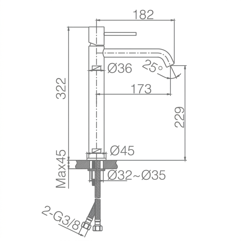 Mitigeur lavabo Milan haut chrome