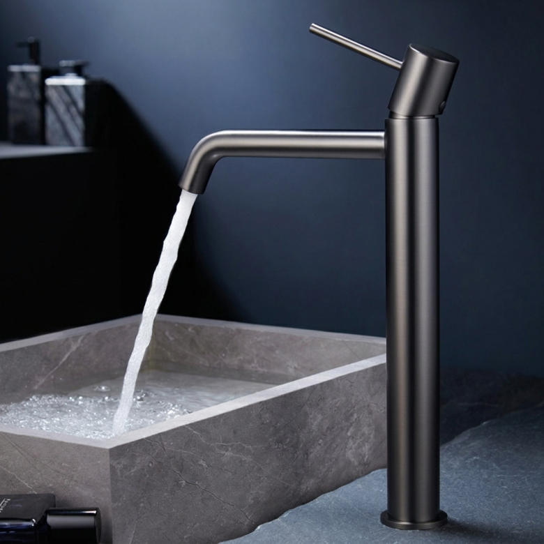 Mitigeur lavabo Milan haut Gris Anthracite