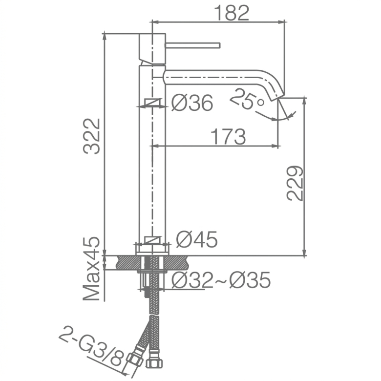 Mitigeur lavabo Milan haut Or Rose