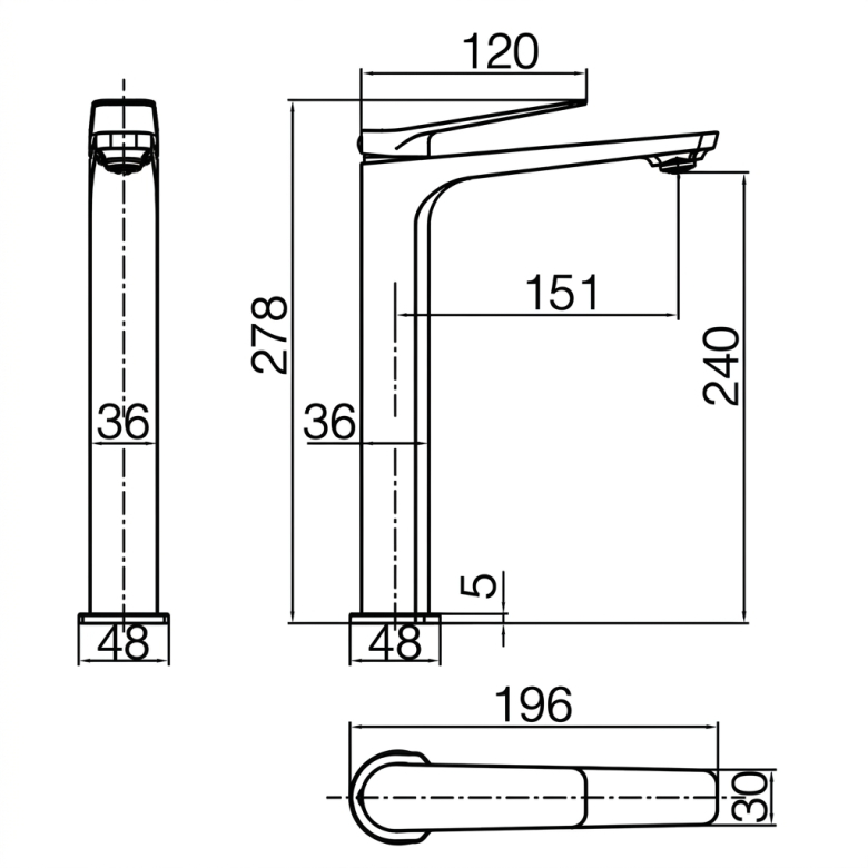 Mitigeur lavabo Cuba haut chrome