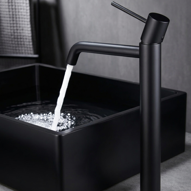 Mitigeur lavabo Milan haut Noir Mat