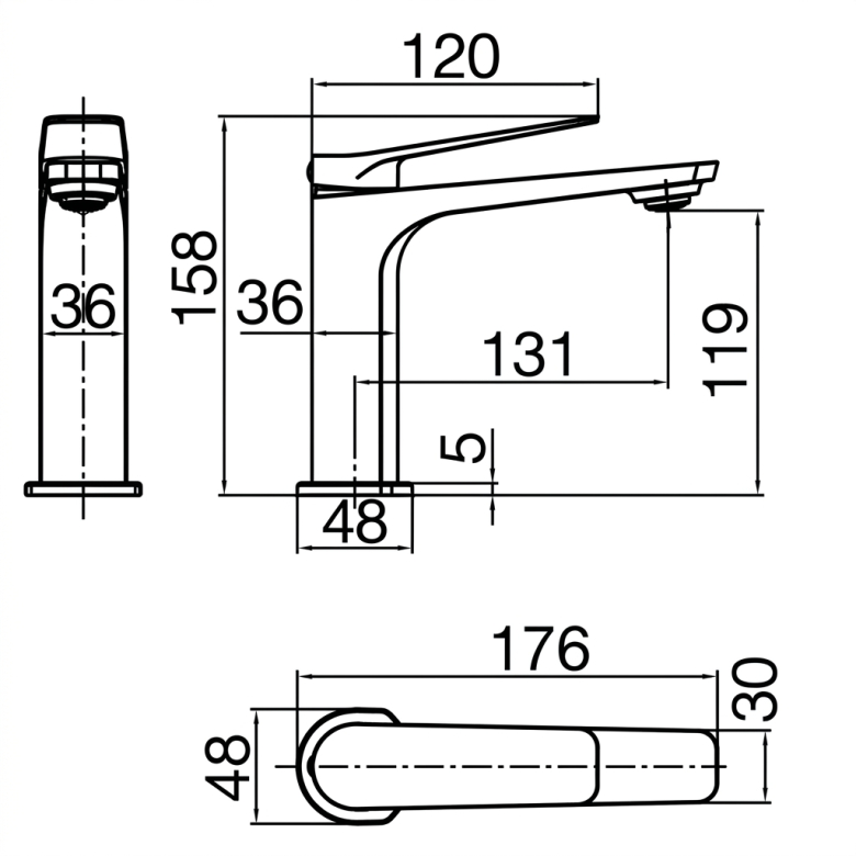 Mitigeur lavabo Cuba Noir Mat