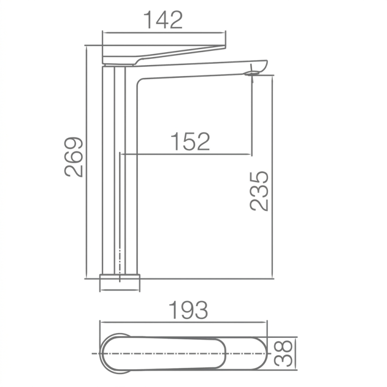 Mitigeur lavabo Duck haut chrome