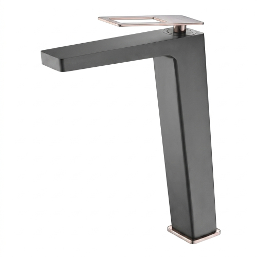 Mitigeur lavabo Swimmer haut noir/ or rose