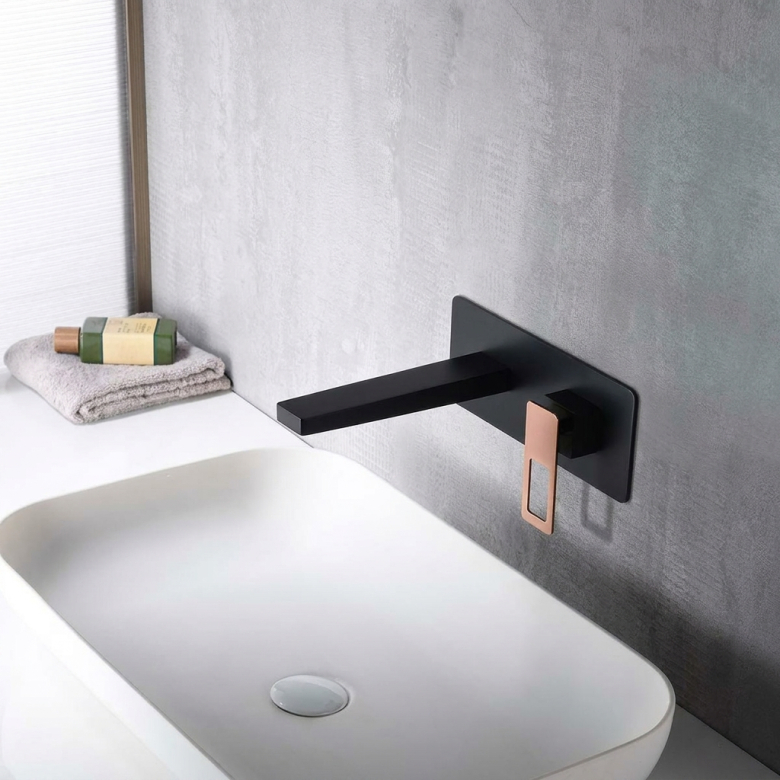Mitigeur lavabo Encastré Silvione noir / or rose
