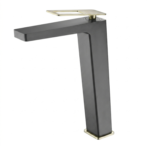 Mitigeur lavabo Swimmer haut noir / or 